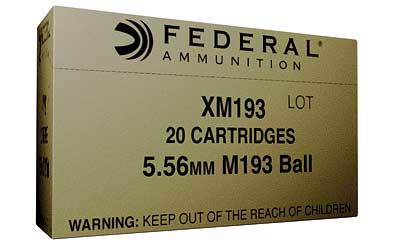 Federal XM193 5.56 55GR FMJ Isrl Independence Tactical 20Bx/25 Case